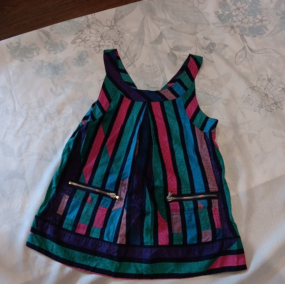 MARC JACOBS sz 4, sleeveless top w/ striped swiss dot fabric & zip pockets Sz 4 - Picture 2 of 5